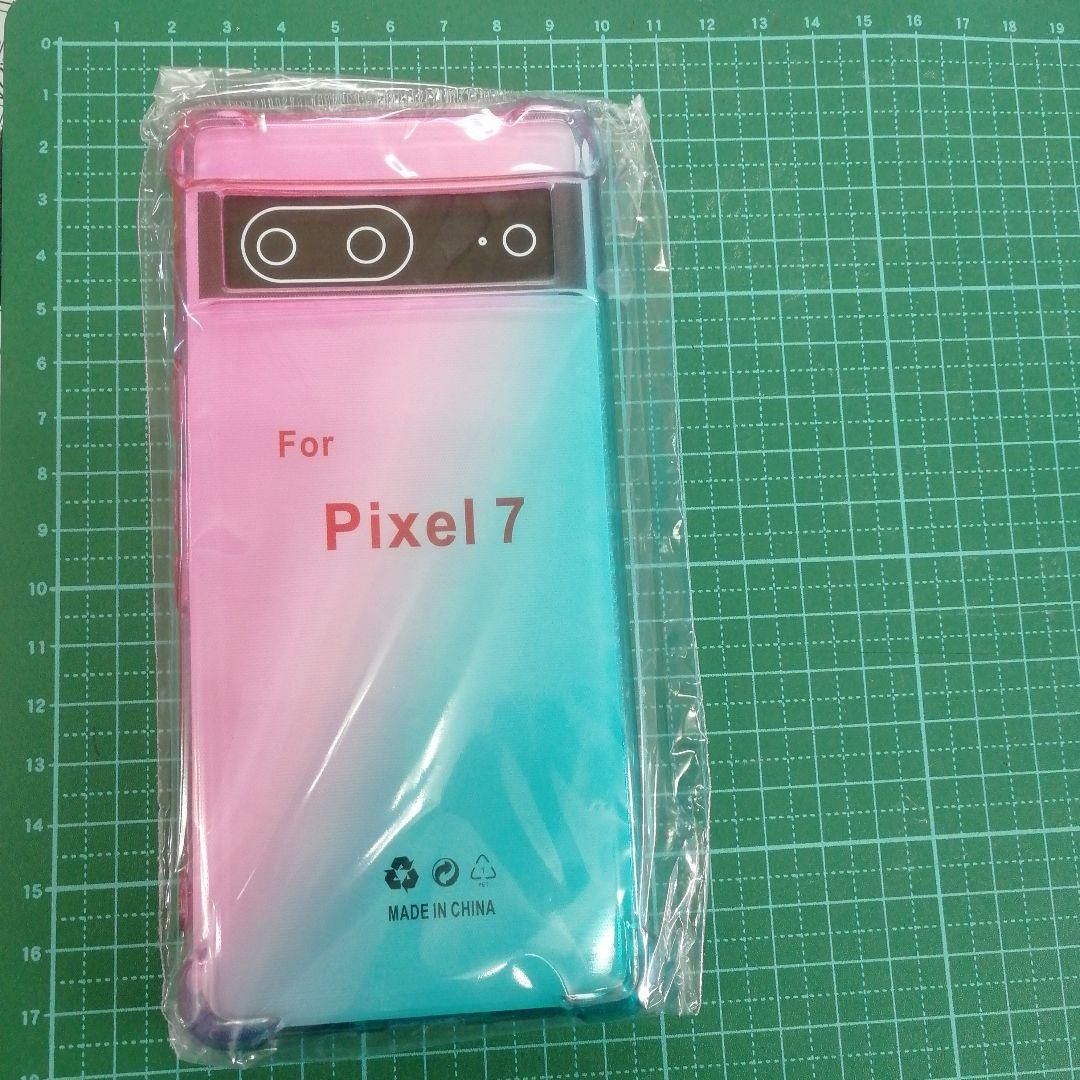 google PIXEL7 グラデーション クリア ケースTPU耐衝撃/頑丈 丈夫/グーグル ピクセル７/ピンクグリーン/オーロラ