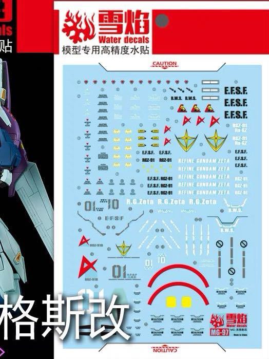 MG 1/100リガズィ/リガズィカスタム用蛍光水転写式デカール　並行輸入品_画像1