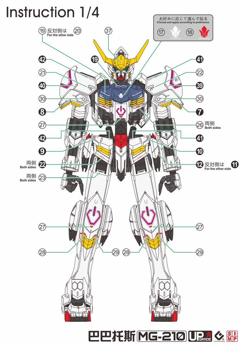 MG ガンダムバルバトス用蛍光水転写式デカール_画像3