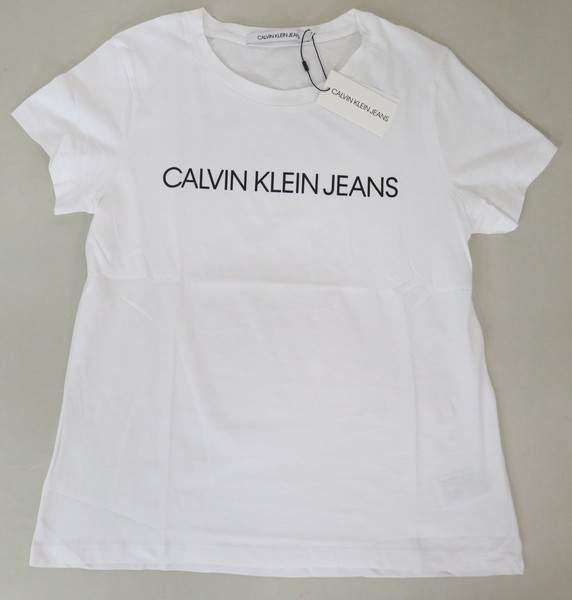 ＊お買い得新品 カルバンクライン ジーンズ Calvin Klein Jeans ロゴプリント 半袖 Tシャツ コットン サイズM(レディスXL)ホワイト MCT1183の画像5