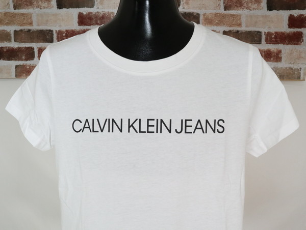 ＊お買い得新品 カルバンクライン ジーンズ Calvin Klein Jeans ロゴプリント 半袖 Tシャツ コットン サイズM(レディスXL)ホワイト MCT1183の画像2