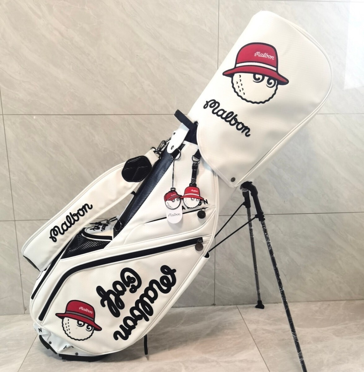 再入荷★マルボンゴルフ malbon golf キャディバッグ スタンドキャディバッグ※写真転載禁止※白なの画像2