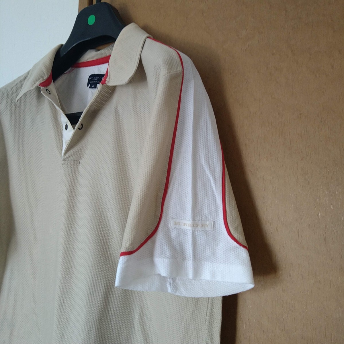  Burberry Golf рубашка-поло с коротким рукавом мужской M размер белый . изначальный шланг Mark #BURBERRY GOLF