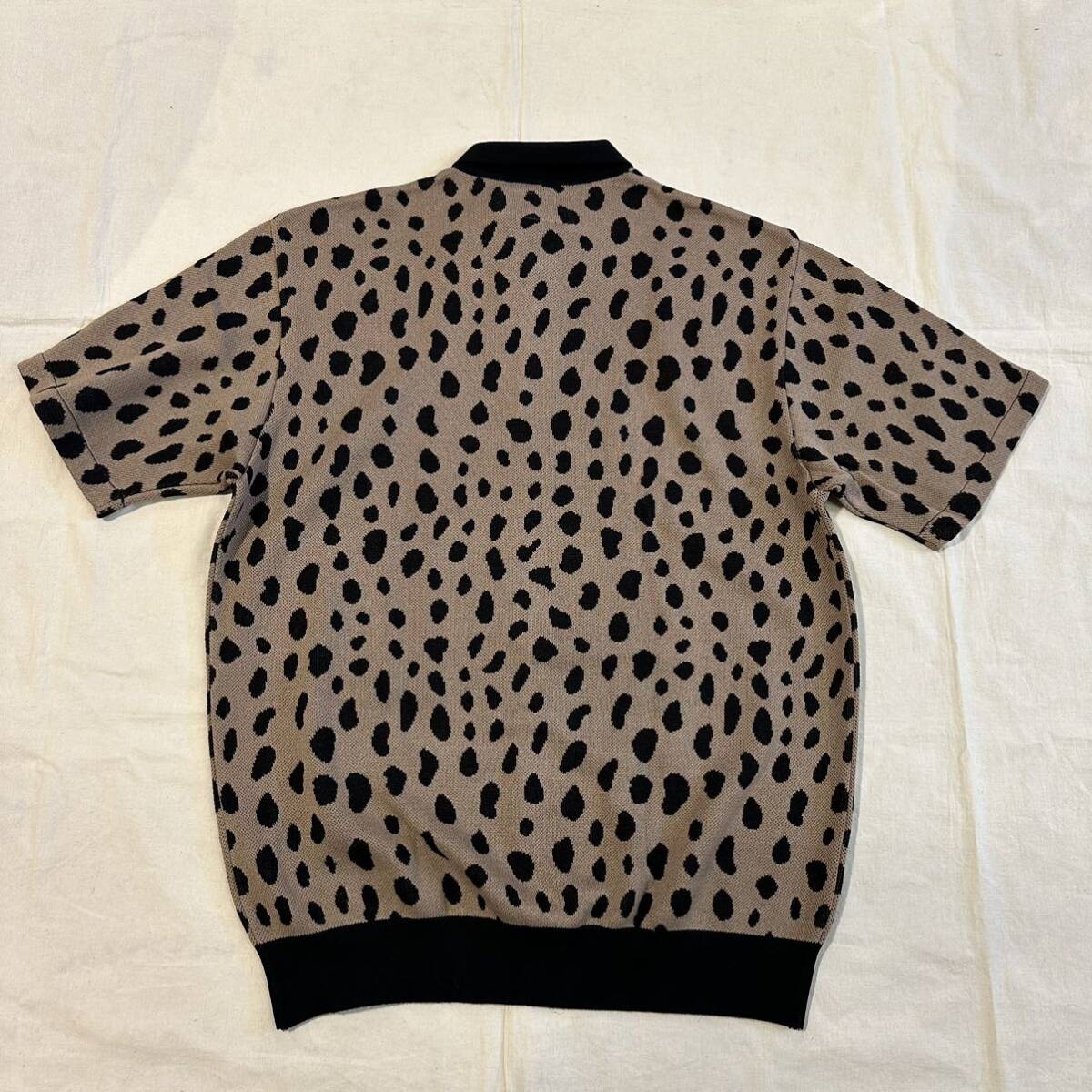 24SS 新品 WACKO MARIA ワコマリア LEOPARD JACQUARD KNIT POLO SHIRT ニットポロシャツ L BROWN_画像6