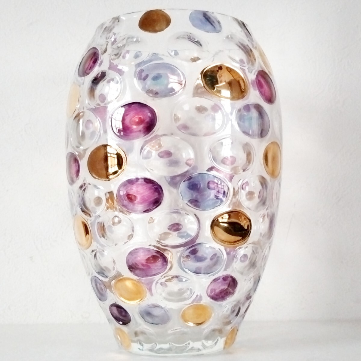 ボヘミアガラス チェコ ウォータードロップ 花瓶 フラワーベース 花器 水玉 インテリア 置物 BOHEMIA 花入の画像2