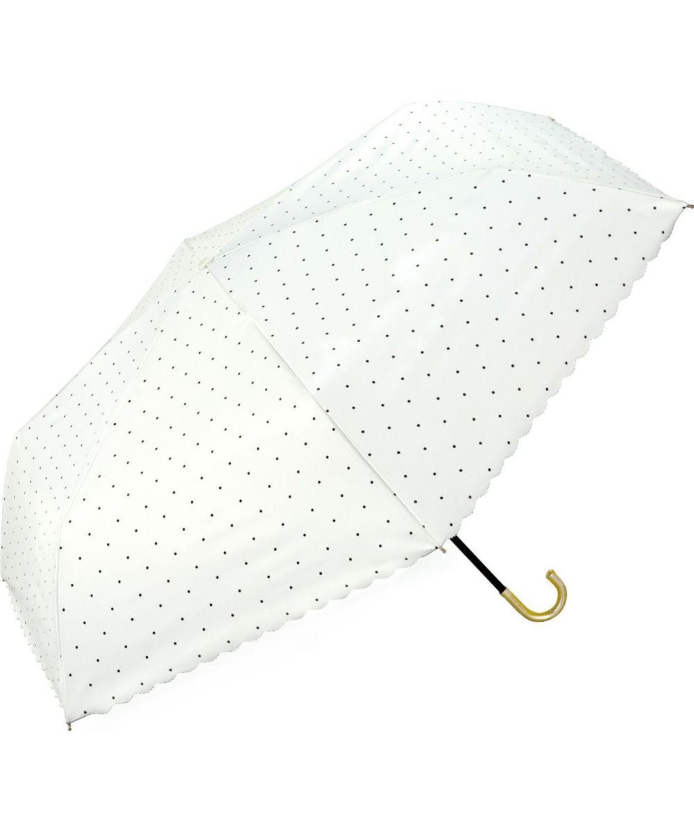 新品未使用！Wpc 折りたたみ傘 晴雨兼用 日傘 ドット 熱中症対策 大きめ黒 オフ ホワイト 花