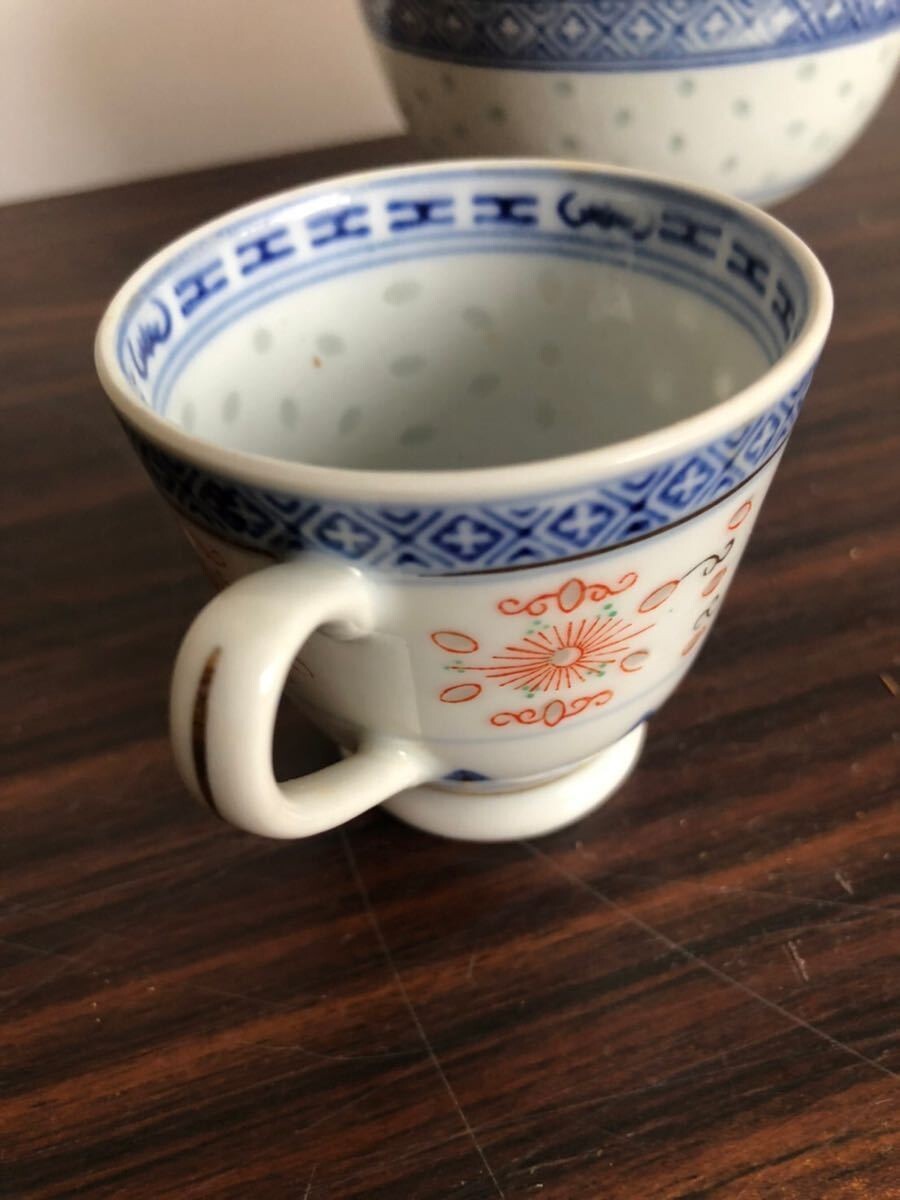 G517 送料無料　景徳鎮 青花 中国茶器 中国美術 飯碗　食器　陶芸　古玩_画像4