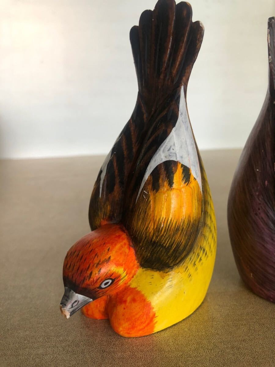 G517 送料無料　鳥　置物　美品　木彫り　飾り物_画像2