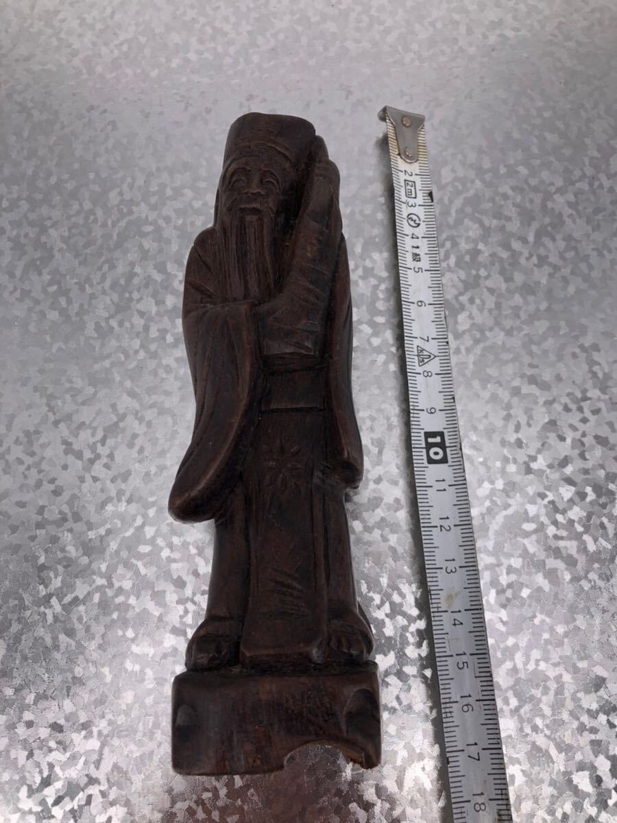 HG604 送料無料 木彫り 木彫 仏像 置物 仏教美術 大黒様 工芸品 高さ 約17cm_画像1