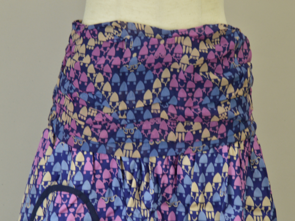 ツモリチサト TSUMORI CHISATO ミニ スカート シルク 総柄 2サイズ パープル×ネイビー レディース j_p F-M8986_画像10