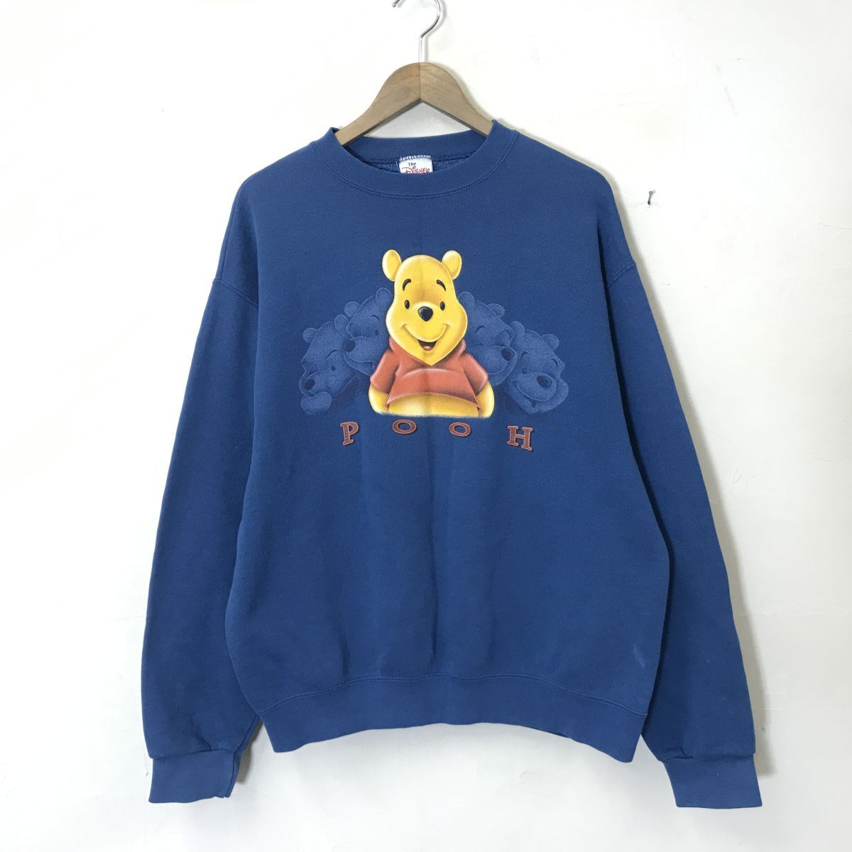 M2369-D◆old◆ USA製 Disney ディズニー クマのプーさん スウェットシャツ トレーナー プリント ◆sizeS ネイビー 紺 コットン ポリの画像2