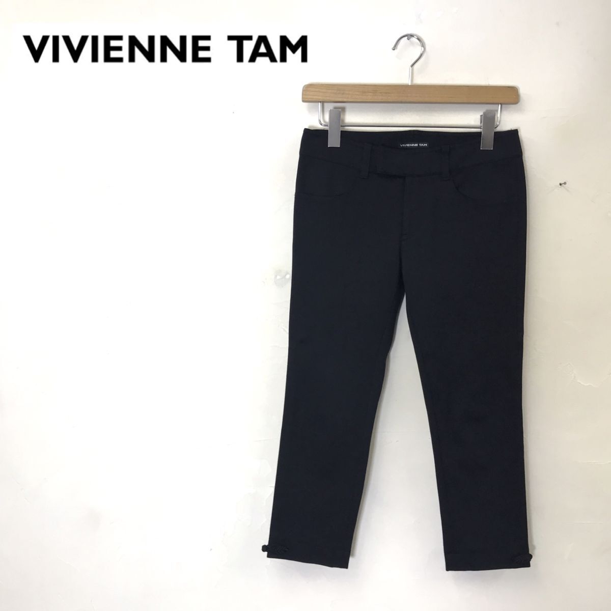 M2306-G◆美品◆vivienne tam ヴィヴィアンタム パンツ◆sizeXS コットン 日本製 ブラック レディース ボトムス 長ズボン 中華服 シンプル_画像1