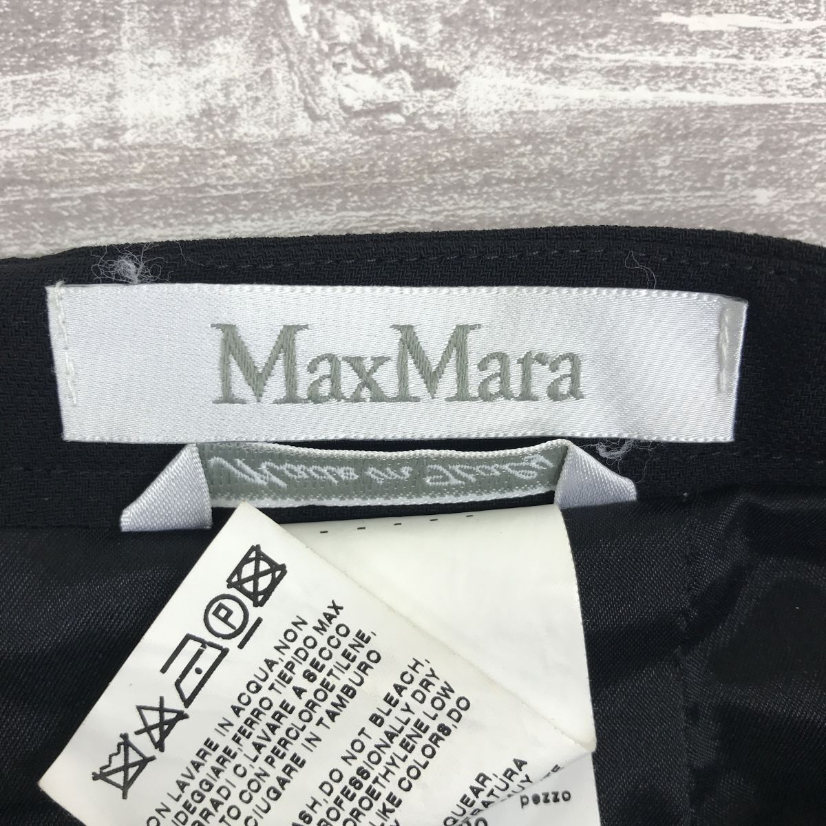 M2240-G◆美品◆Max Mara マックスマーラ タイトスカート◆size40 ブラック 無地 レディース ボトムス フリル フレア フォーマル スーツ 黒の画像5