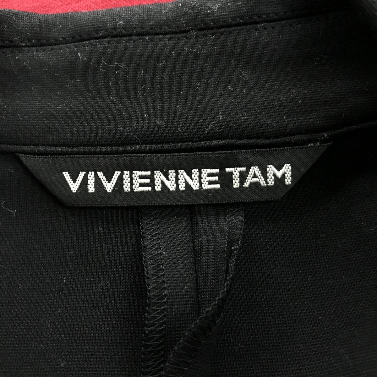 M2271-D◆美品◆ VIVIENNE TAM ヴィヴィアンタム テーラードジャケット シングル デザインボタン ◆size1 ブラック レーヨン ナイロンの画像8