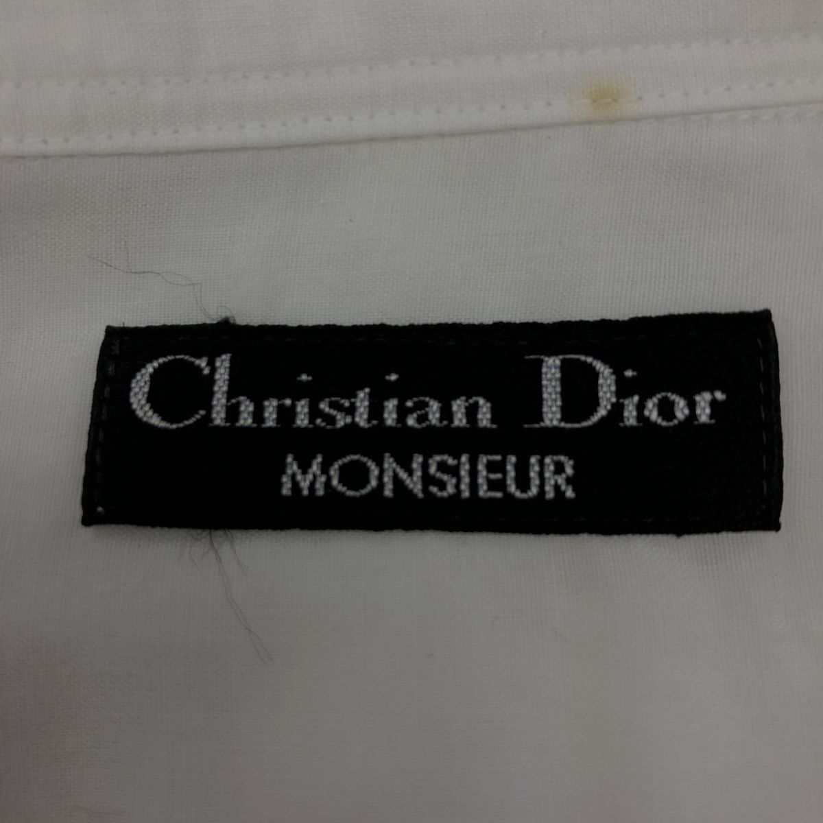 A571-T◆Christian Dior クリスチャンディオール 半袖シャツ 無地 胸ポケット ステッチ◆sizeO ホワイト メンズ トップス コットン100_画像7