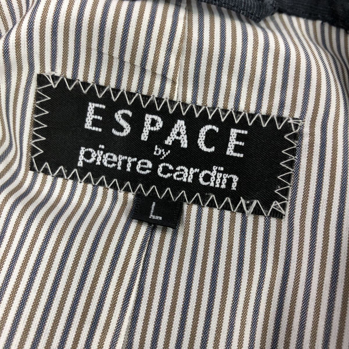 A382-F◆ espace by pierre cardin ピエールカルダン ジャケット ハーフコート ◆ sizeL テンセル リネン ネイビー 古着 メンズ 春_画像7