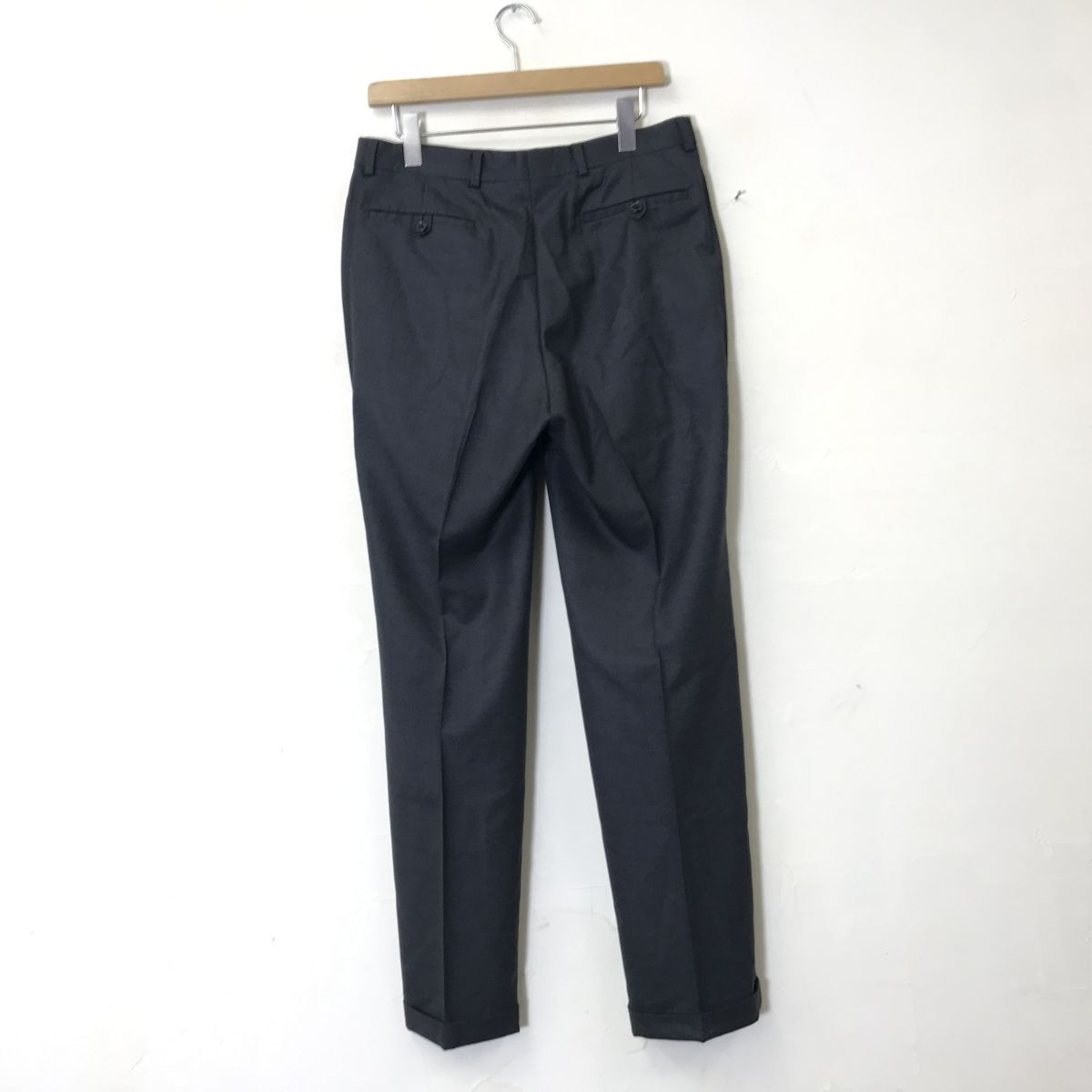 A424-D◆良品◆ BrooksBrothers ブルックスブラザーズ 346 スラックス 裾ダブル 2タック◆size33 チャコールグレー ウールの画像6