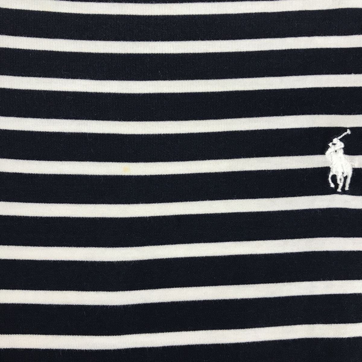 A289-W*Ralph Lauren Ralph Lauren трикотаж с коротким рукавом футболка окантовка отметка вышивка casual *size:M темно-синий оттенок белого хлопок 