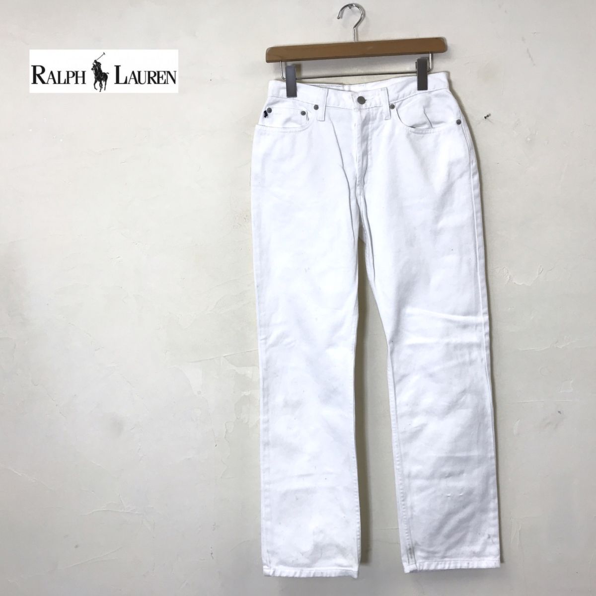 A264-N◆old◆ POLO JEANS Ralph Lauren ポロジーンズ ラルフローレン デニムパンツ ボタンフライ ◆size28/29 ホワイト コットン 古着の画像1