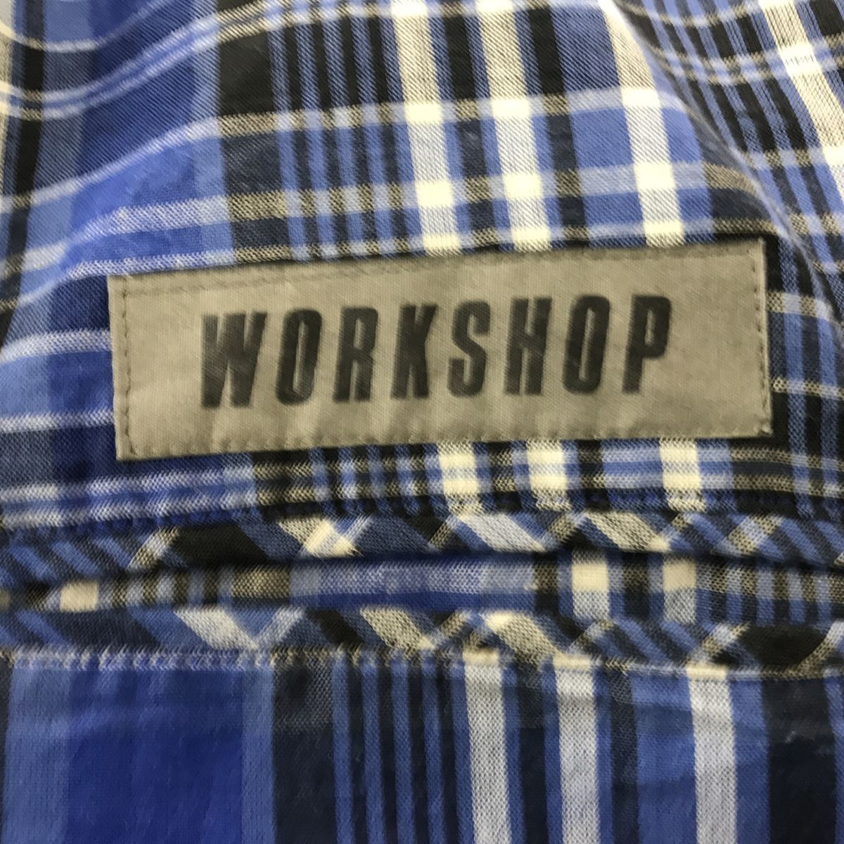 A100-N◆old◆ Y's for men WORKSHOP ワークショップ リネンブレンドテーラードジャケット ロング 1B ◆ ブルー チェック メンズ 古着_画像9