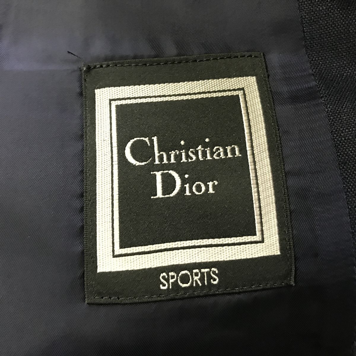 A884-N◆old◆ Christian Dior クリスチャンディオール ブレザー テーラードジャケット ダブル 背抜き ◆sizeS ネイビー 紺 リネン100の画像8