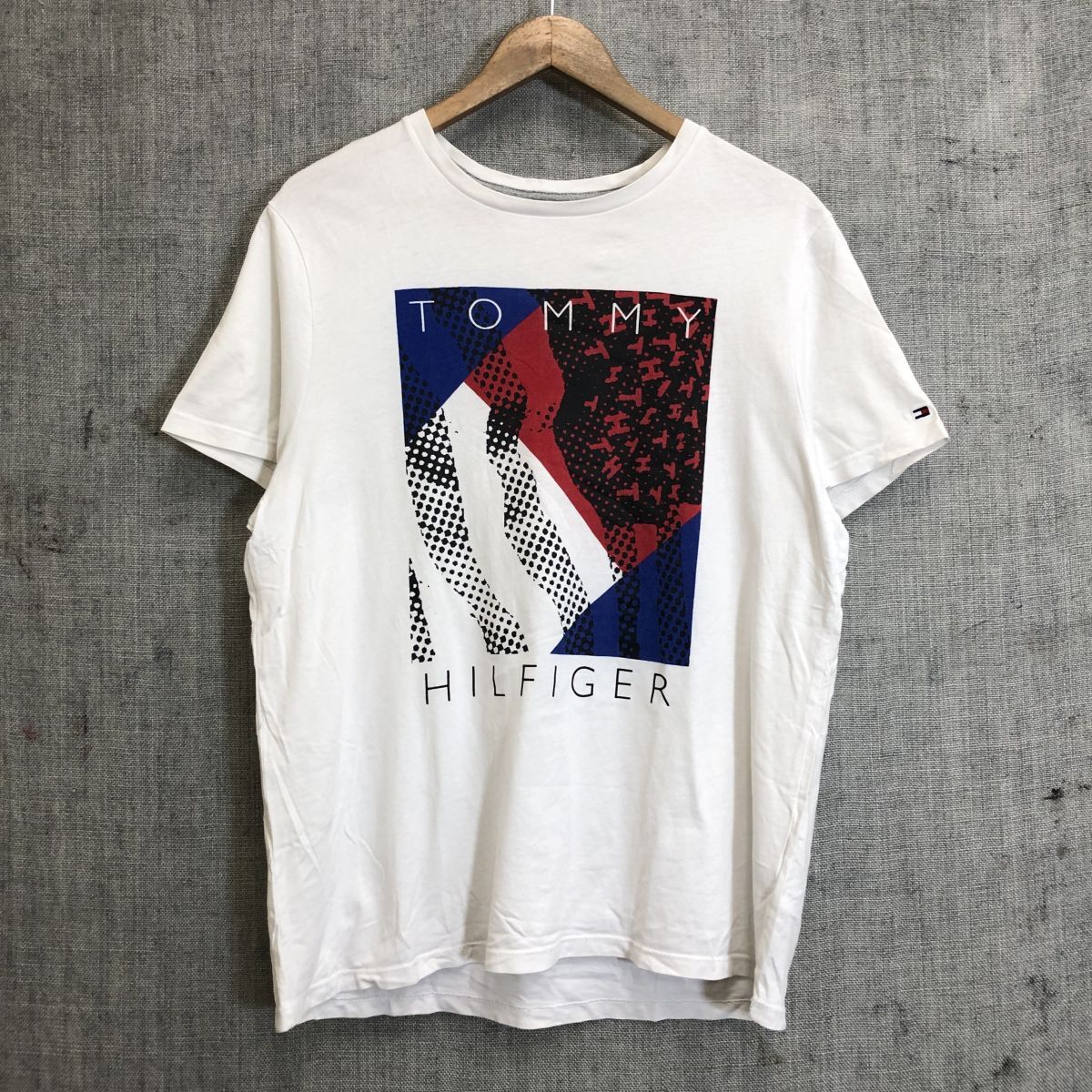 A1157-F◆ TOMMY HILFIGER トミーヒルフィガー 半袖Tシャツ ロゴプリント ◆ sizeM コットン100 ホワイト 古着 春夏_画像2