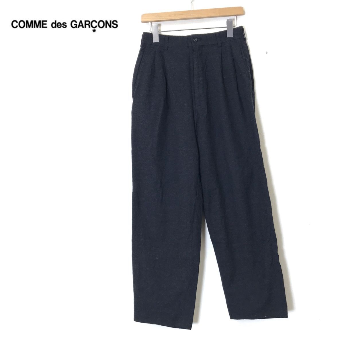 A1185-N◆old◆90s COMME des GARCONS HOMME コムデギャルソン オム スラックス 2タック ワイド ◆sizeS グレー系 ウールの画像1