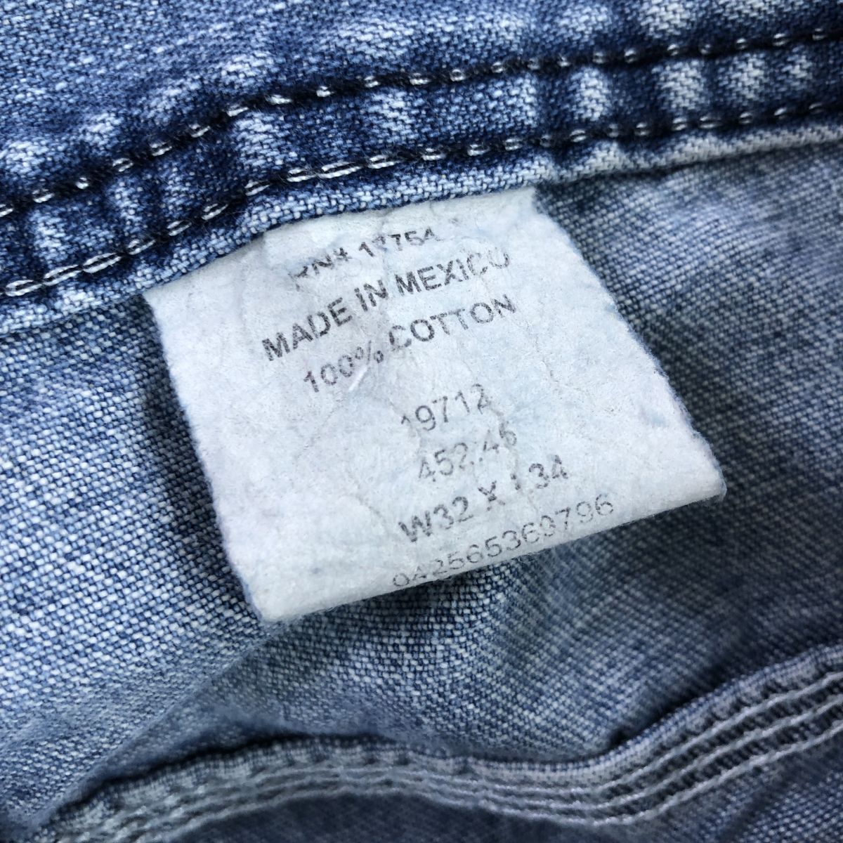 A1055-F◆ work jeans for KEY デニム ジーンズ ペインターパンツ ボトムス ◆ size32×34 コットン100 インディゴ 古着 メンズ_画像8