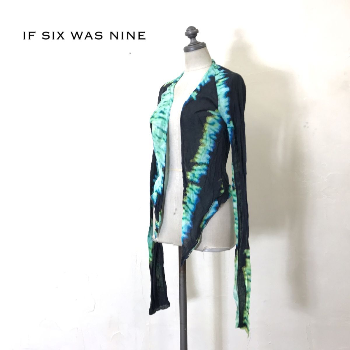 A1701-D◆美品◆ IF SIX WAS NINE SOLADO CARDI MINI カシミア混 カーディガン 薄手 ニット カットソー ◆size1 マルチ 総柄 テンセル_画像1