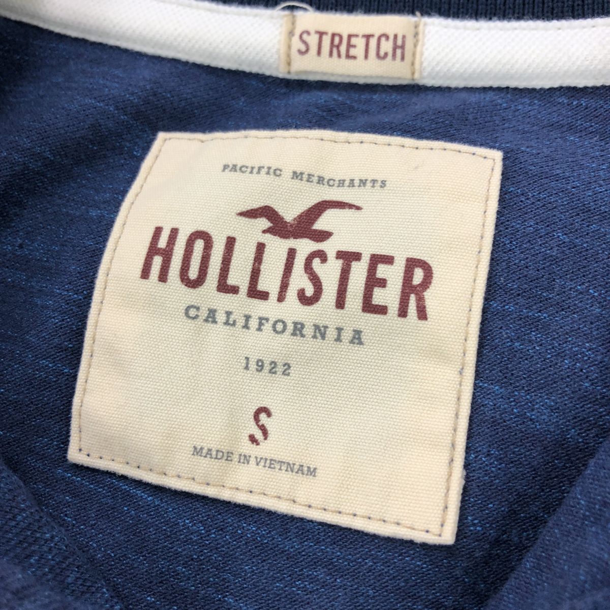 A1826-F-N* HOLLISTER Hollister polo-shirt with short sleeves tops * sizeS cotton 100 navy old clothes men's spring summer outdoor 