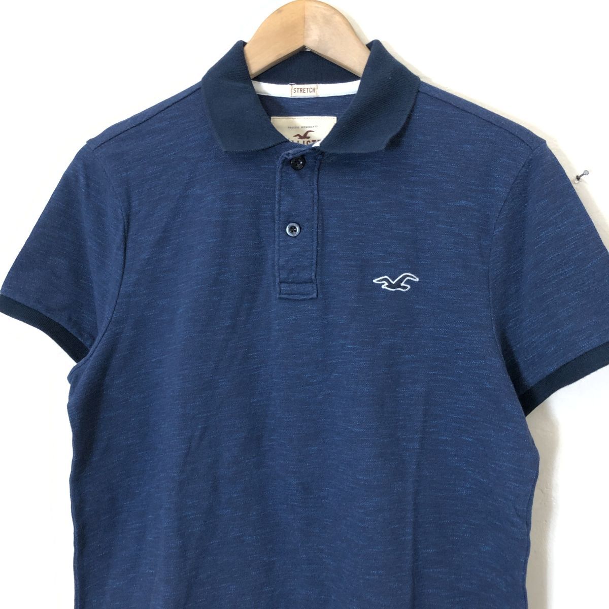A1826-F-N* HOLLISTER Hollister polo-shirt with short sleeves tops * sizeS cotton 100 navy old clothes men's spring summer outdoor 
