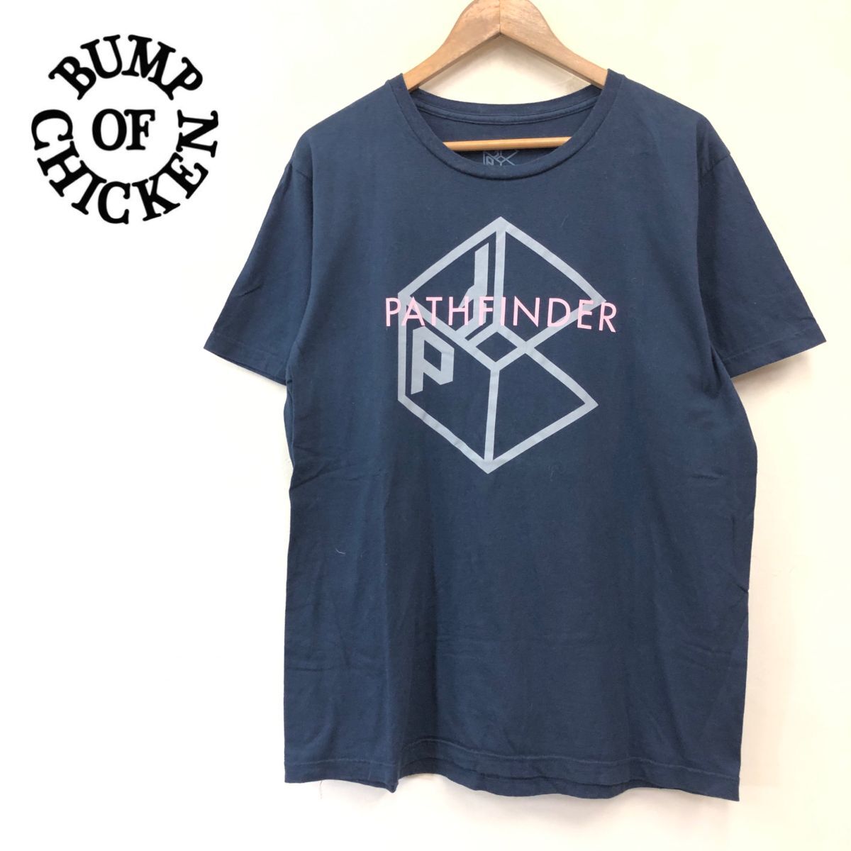 A1453-F◆ BUMP OF CHICKEN バンプオブチキン pathfinder ツアーTシャツ 半袖カットソー ◆ sizeL コットン100 ネイビー 古着 春夏_画像1