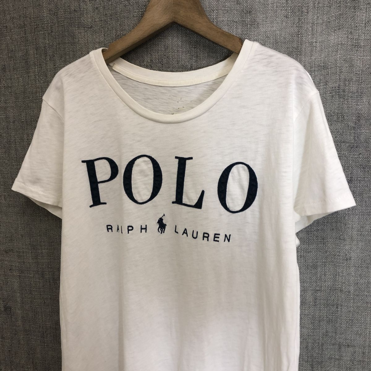 A1491-T◆ralph lauren ラルフローレン 半袖Tシャツ クルーネック 刺繍ロゴ プルオーバー◆sizeO ホワイト メンズ トップス コットン100_画像3