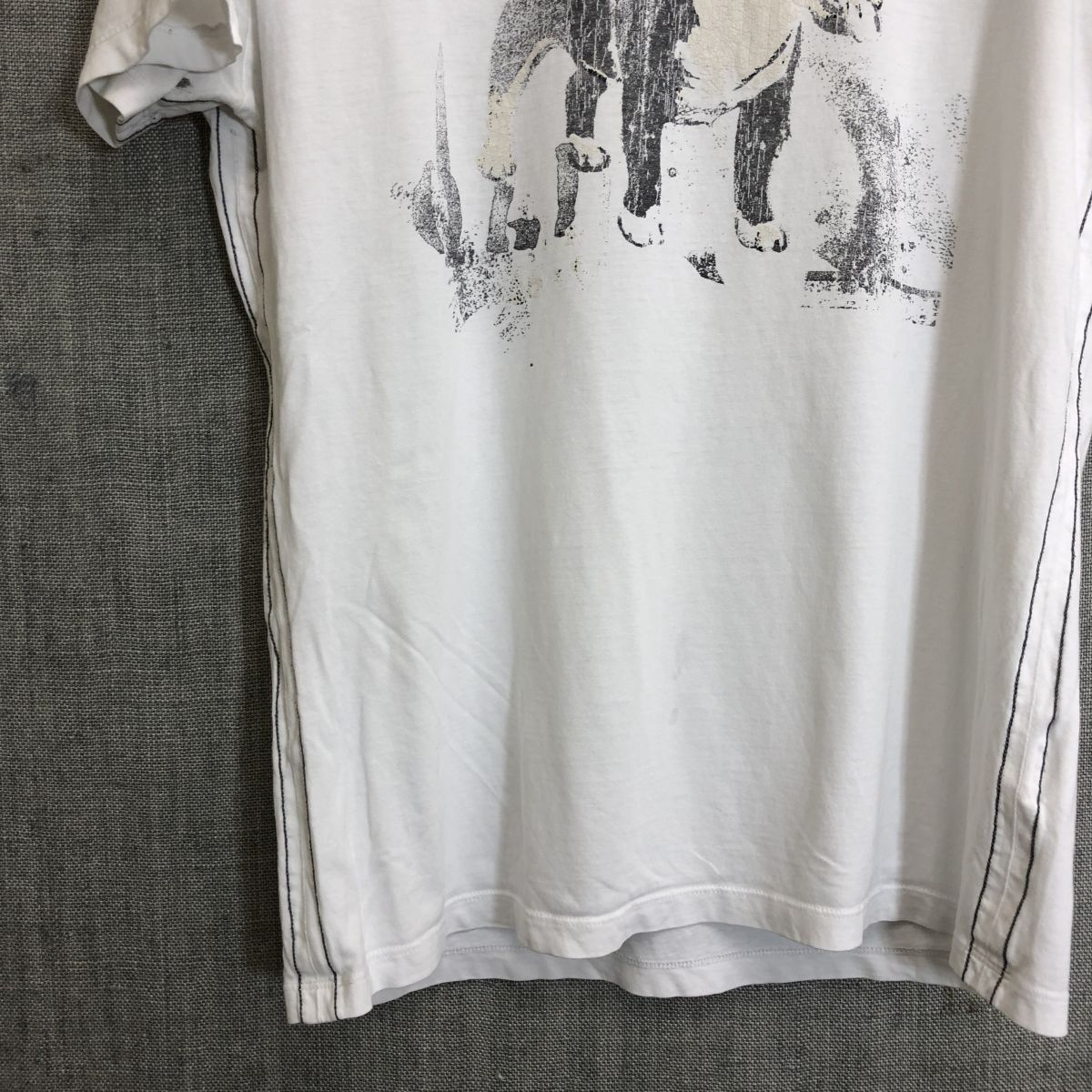 A2560-F-N◆ replay リプレイ 半袖Tシャツ カットソー ロゴプリント トップス ◆ コットン ホワイト 古着 メンズ ユニセックス 春夏_画像4