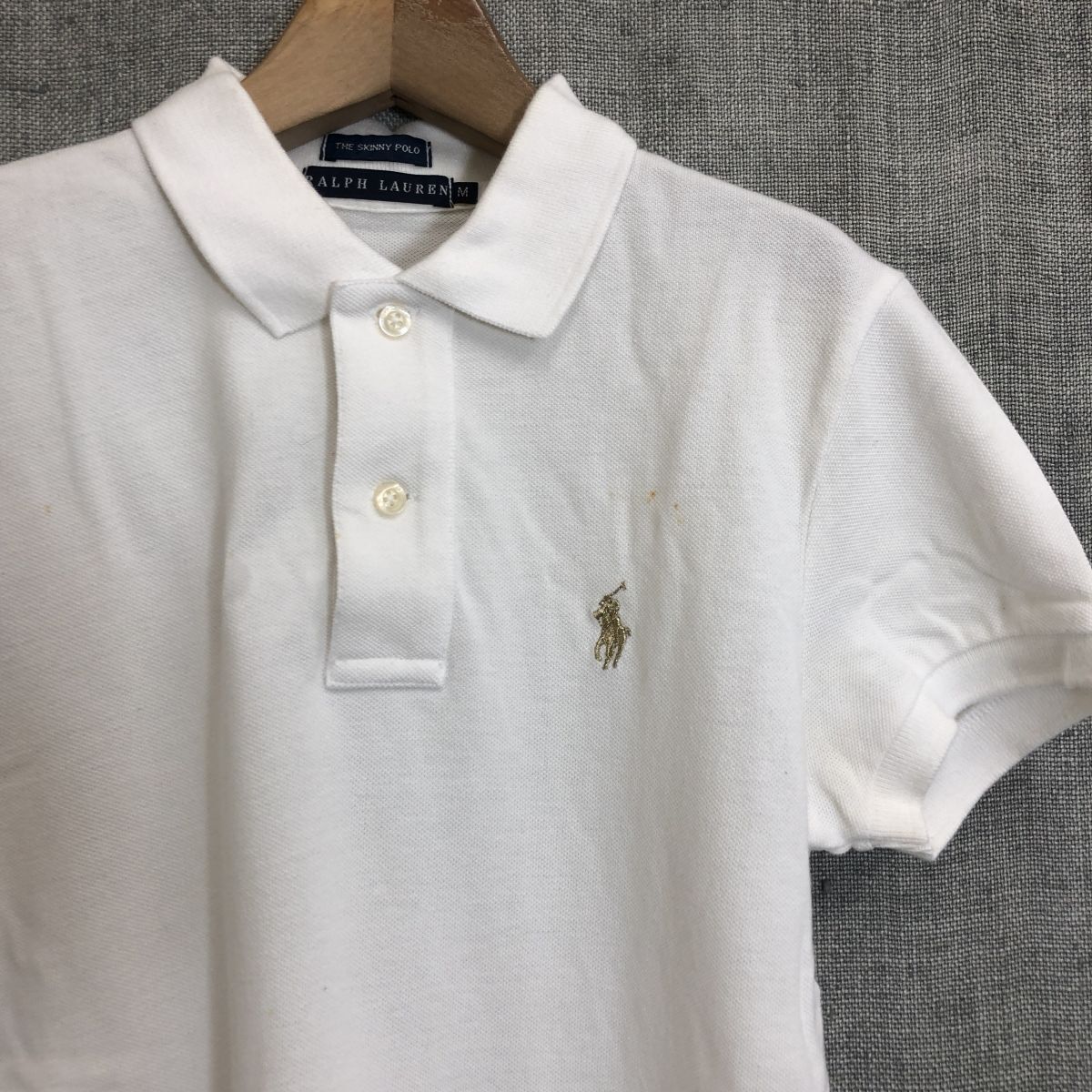 A2374-F-N◆ RALPH LAUREN ラルフローレン 半袖ポロシャツ カットソー トップス ◆ sizeM コットン100 ホワイト 古着 レディース 春夏_画像3