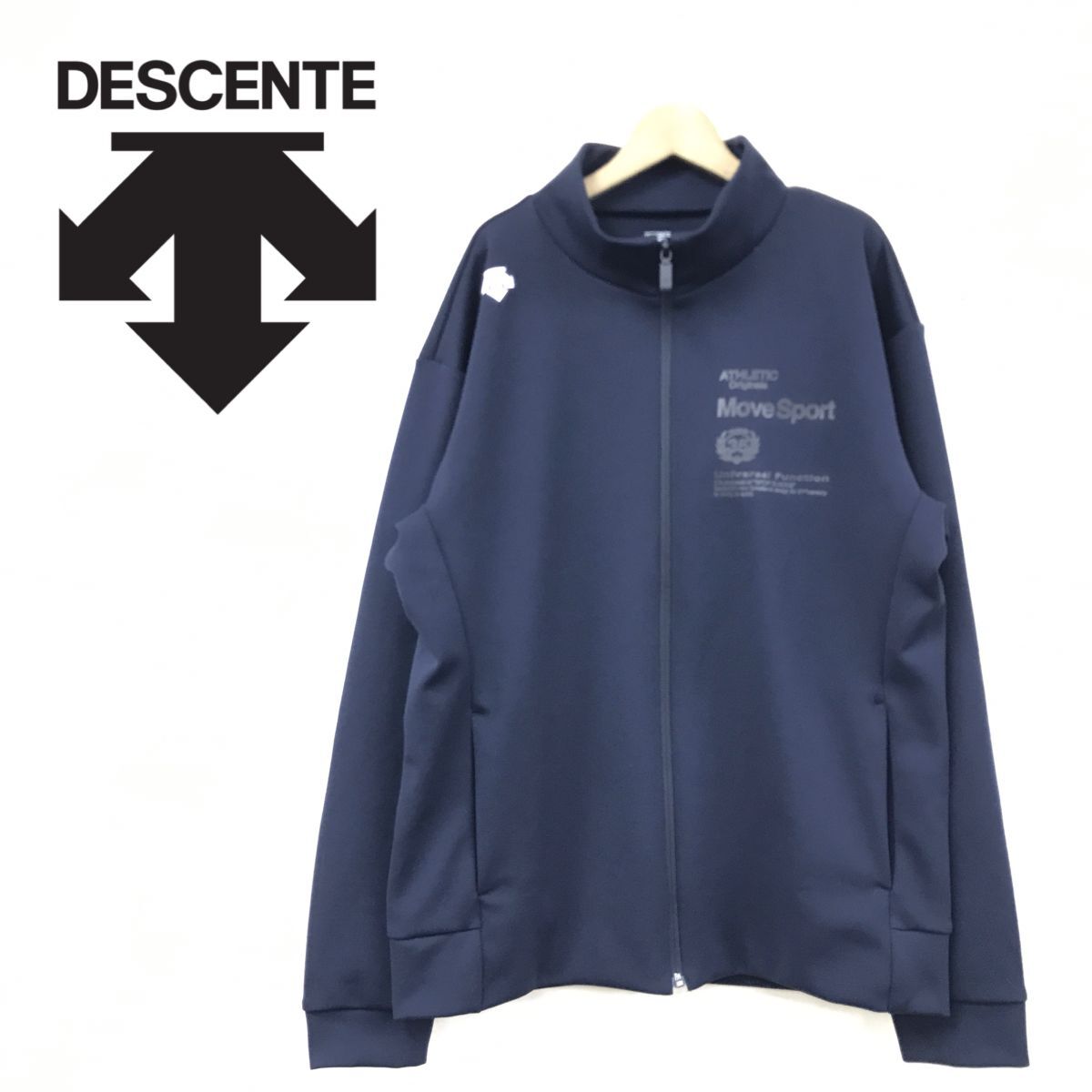 A2402-R◆DESCENTE デサント ジップアップジャケット◆サイズX0 182〜188 メンズ 紳士 トップス ドライスウェット スポーツ ネイビー_画像1