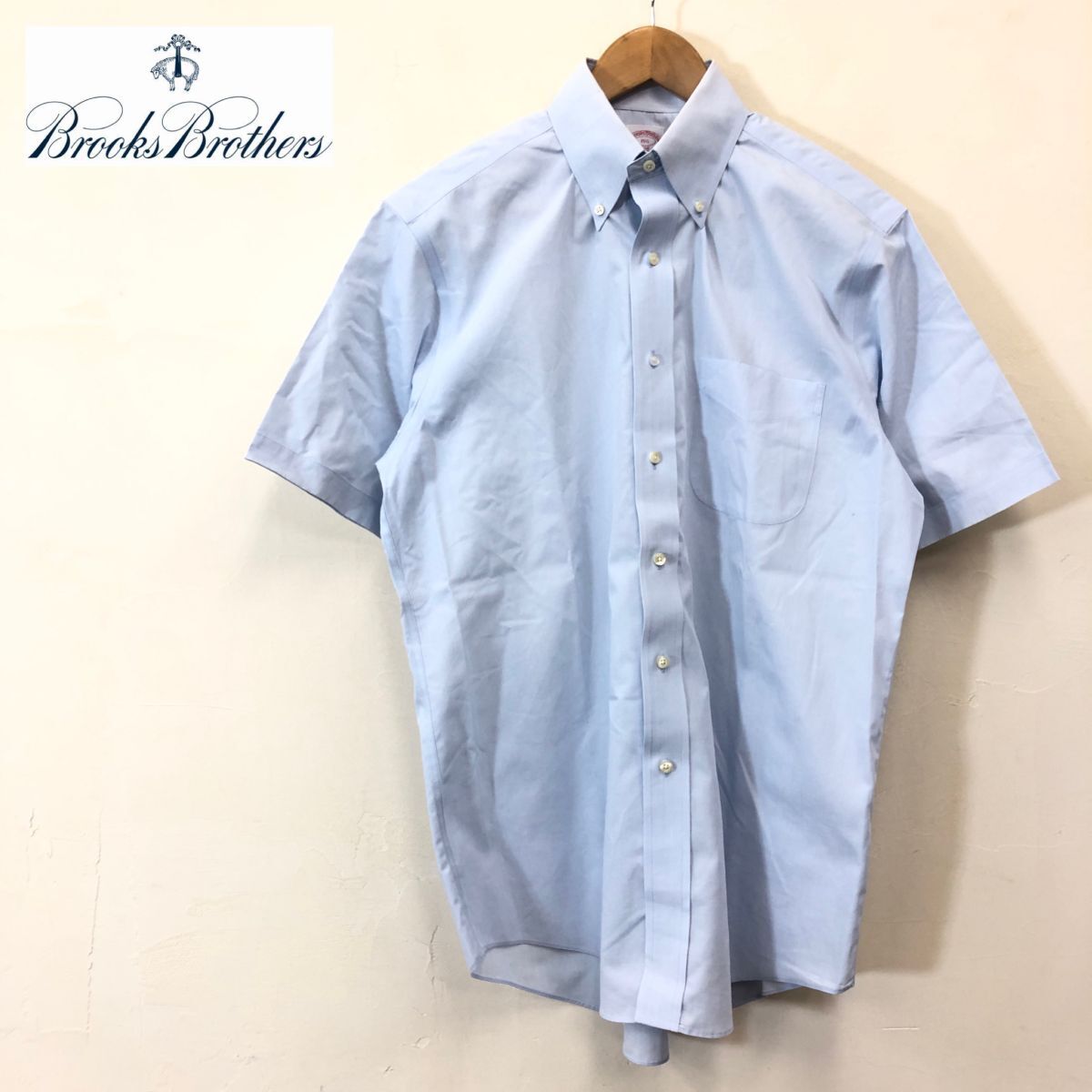 A2362-F-N◆ Brooks Brothers ブルックスブラザーズ 半袖シャツ ボタンダウン BD ◆ size15 1/2 コットン100 ブルー 古着 メンズ 春夏_画像1