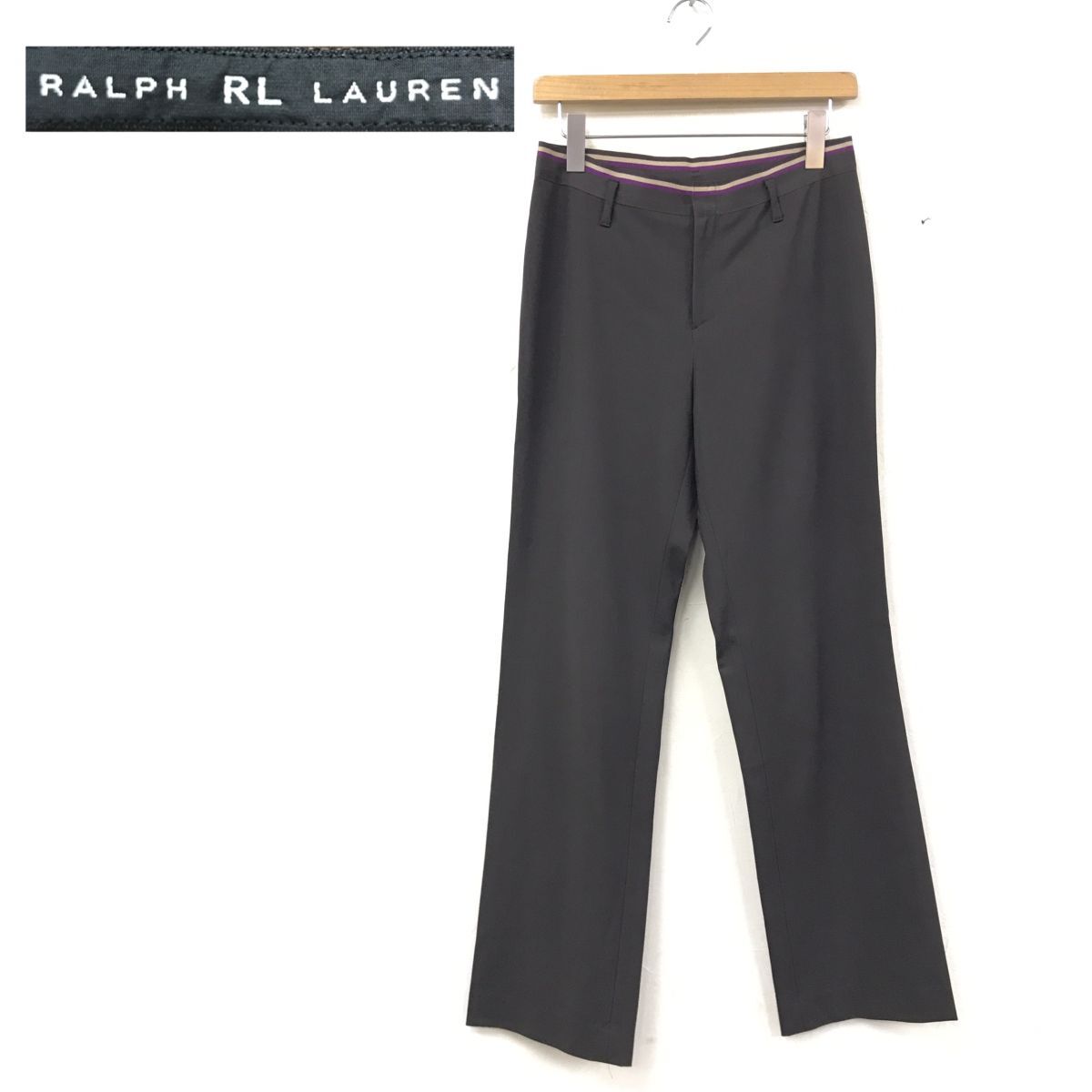 A2346-R*RL RALPH LAURENa-ru L Ralph Lauren slacks * size 9 lady's woman bottoms wool . Brown flair Silhouette 