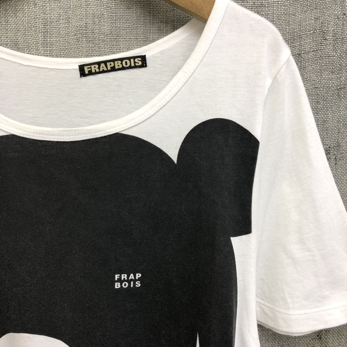 A2330-J-N◆日本製 FRAPBOIS フラボア プリント半袖Tシャツ◆サイズ1 綿100% コットン くま アニマルモチーフ 動物 カットソー トップス_画像2