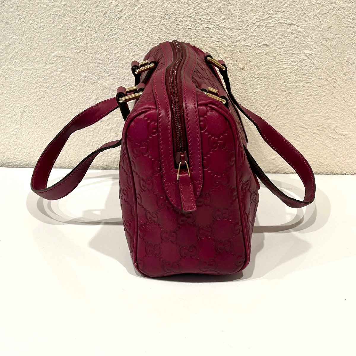 【77】1円～ GUCCI グッチ バッグ ハンドバッグ ボストンバッグ 257289-404046 レッド系 現状品