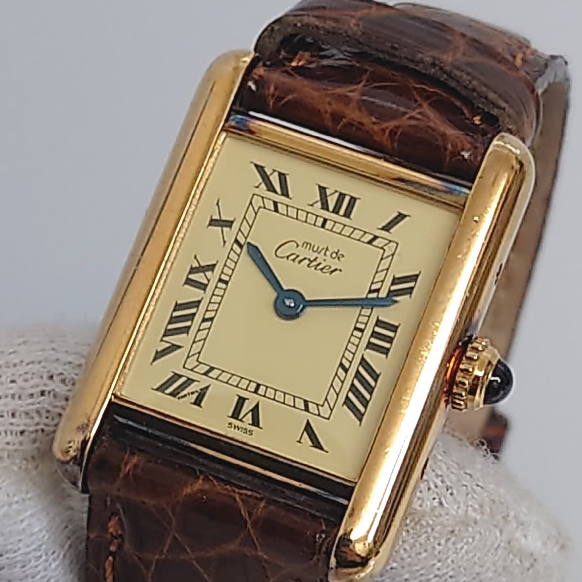 【86】稼働品 Cartier カルティエ must de Cartier マスト タンク ヴェルメイユ TANK QUARTZ クォーツ 5057001 腕時計 SV925