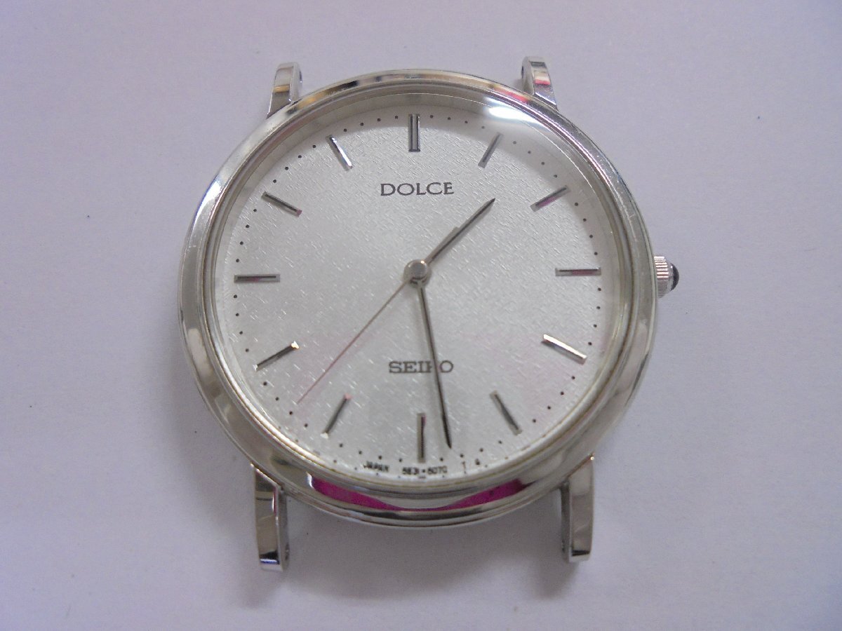 [80]1 jpy ~SEIKO Seiko Dolce 5E31-6D30 body only men's clock quarts silver face immovable goods junk treatment 