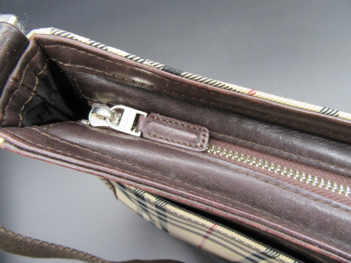 [80]1 иен ~BURBERRY Burberry сумка на плечо ручная сумочка кожа tartan проверка 
