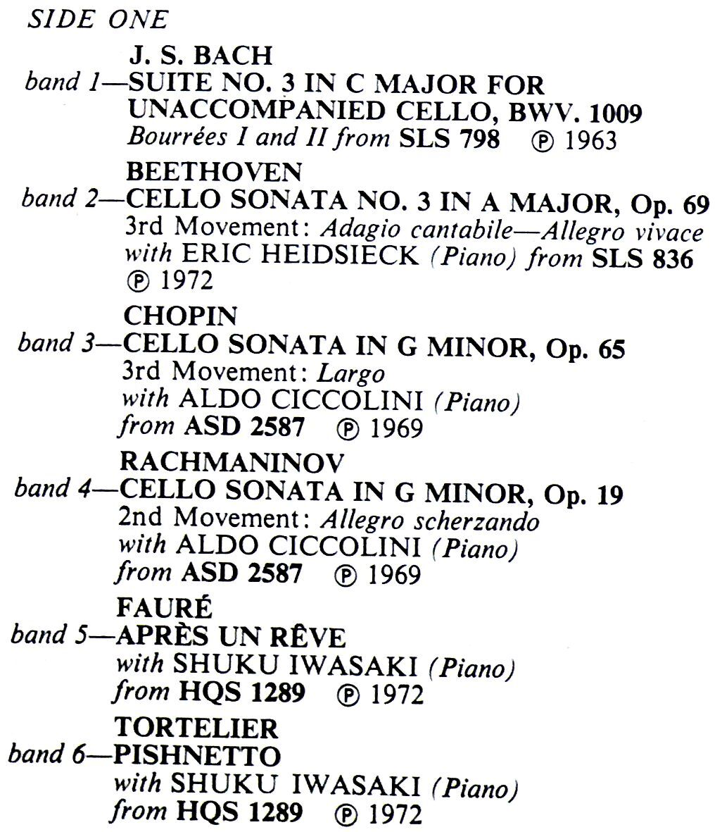 旧英盤EMI ポール・トルトゥリエ チェロ名演集の画像2