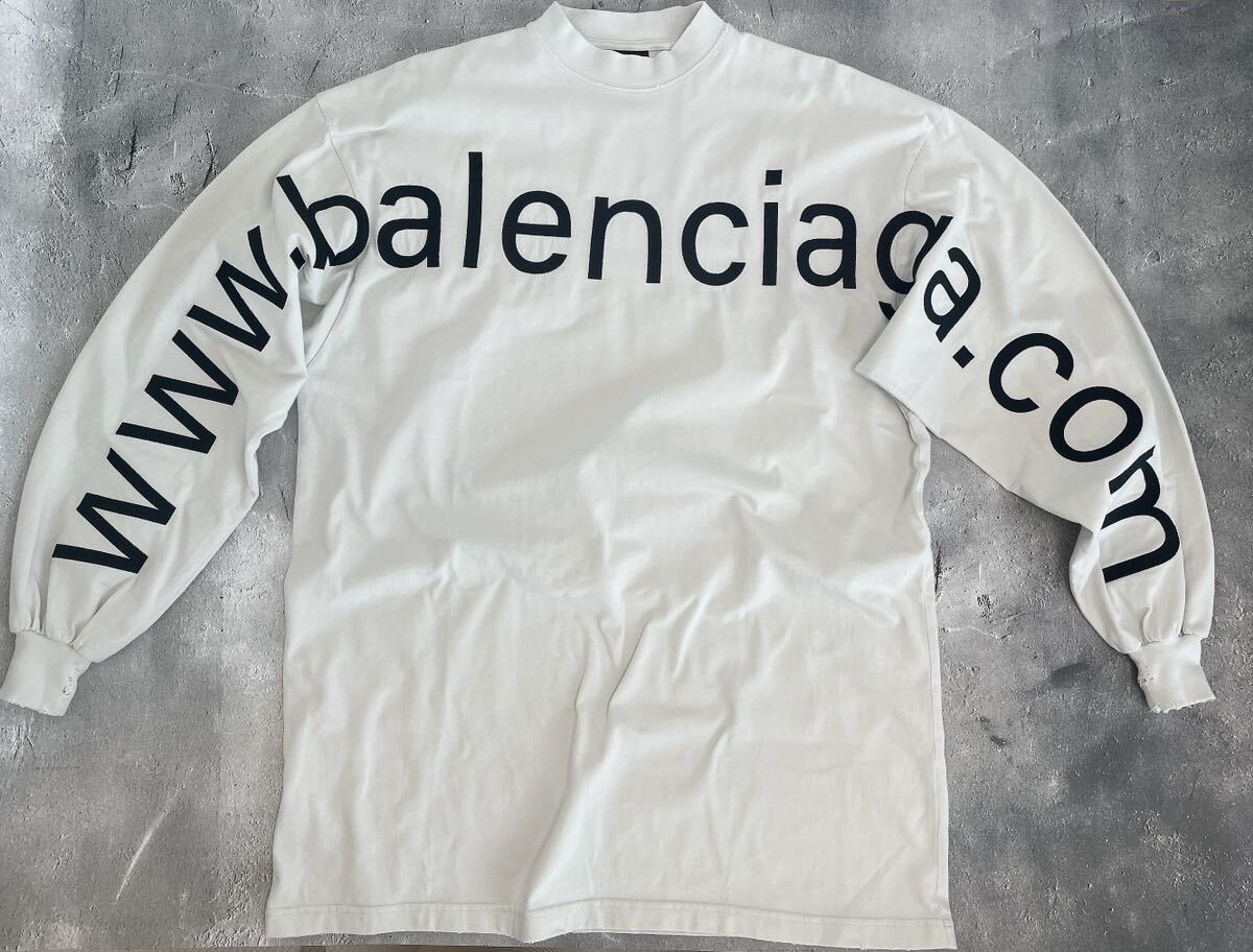2023 BALENCIAGA バレンシアガ .comロゴ刺繍カットソー ロンT ロングスリーブ Tシャツ トップス オーバーサイズの画像1