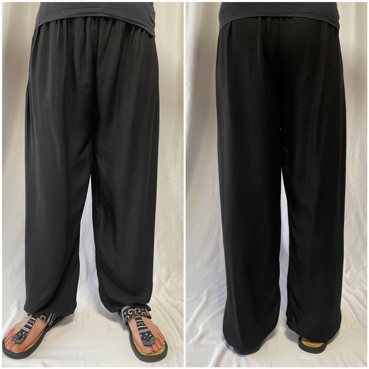  Aladdin брюки для мужчин и женщин [ резина himo модель ] одноцветный черный Y3