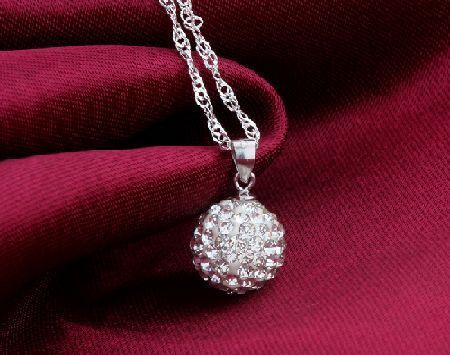  Kirakira светит Cubic Zirconia мяч серебряный 925 колье платина цвет 