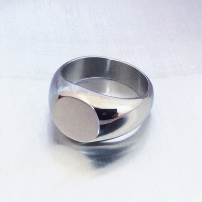 ステンレス　印台型　楕円型　オーバル　指輪リング 16号_画像2