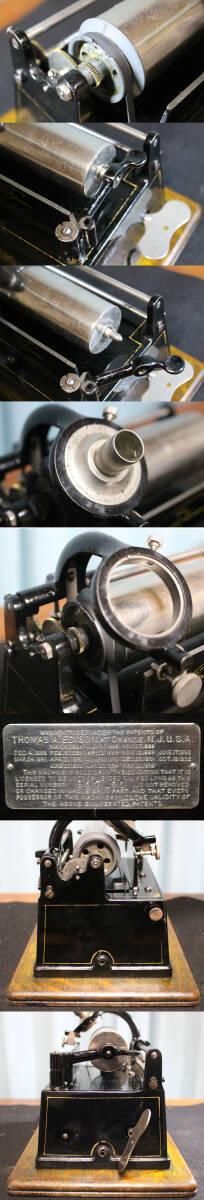 希少! Edison GEM A型 2分シリンダー用蓄音機 整備済み！蝋管（カビ有）15本付属！エジソン ワックスシリンダー phonographの画像4