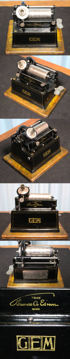 希少! Edison GEM A型 2分シリンダー用蓄音機 整備済み！蝋管（カビ有）15本付属！エジソン ワックスシリンダー phonographの画像3